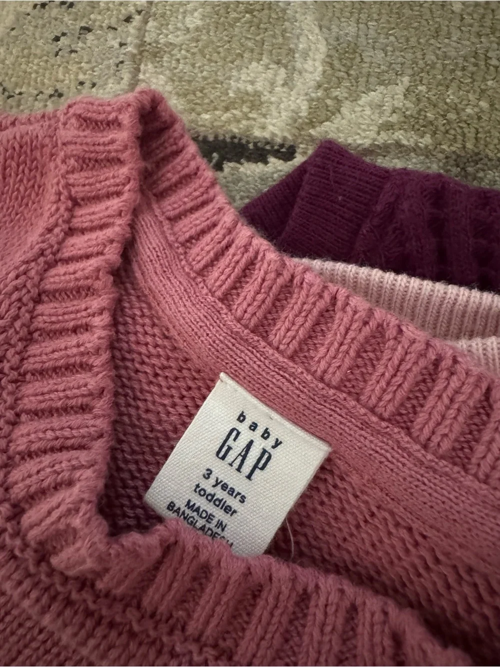 GAP Toddler Ribbed Crewneck Sweaters - Light Pink, Dusty Rose & Plum